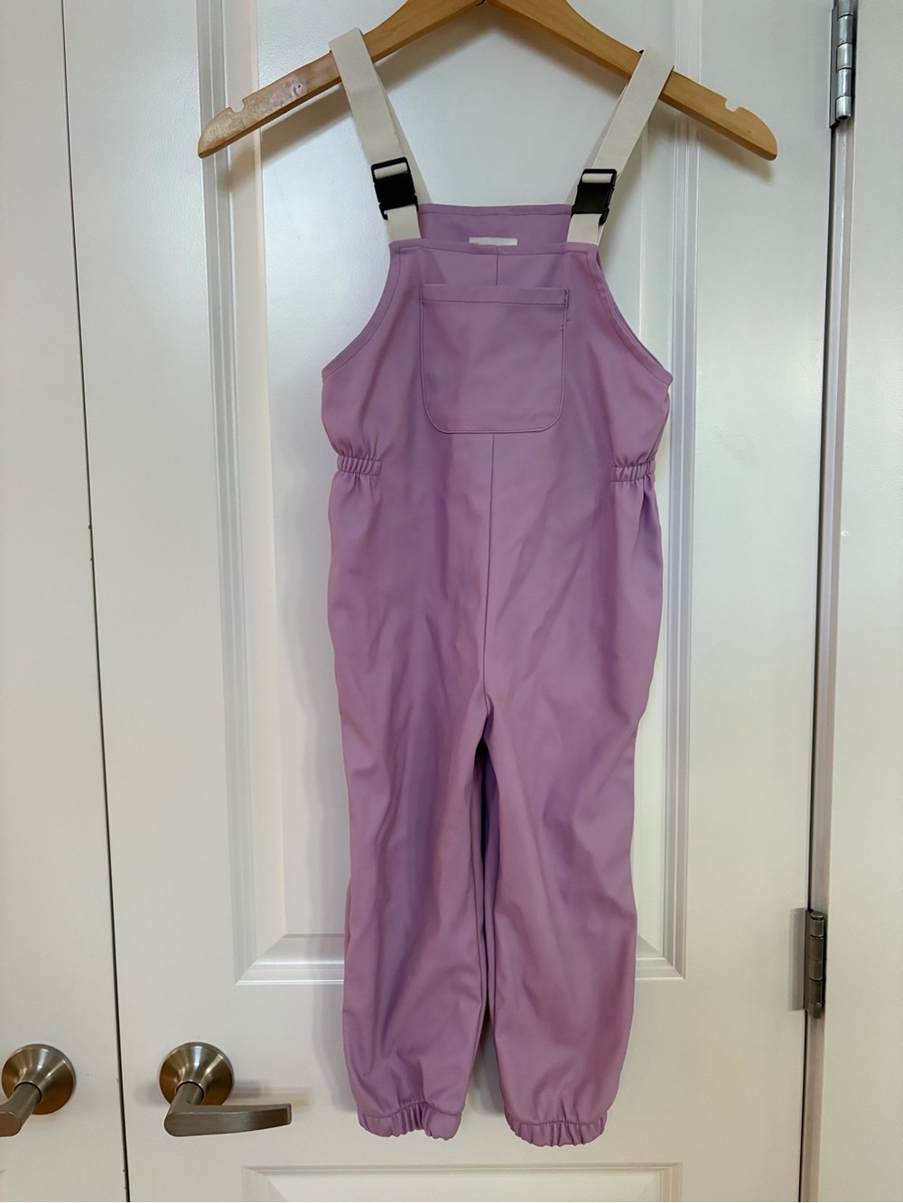 Kids Purple Overalls Outerwear Rain Splash Pants with Adjustable Straps